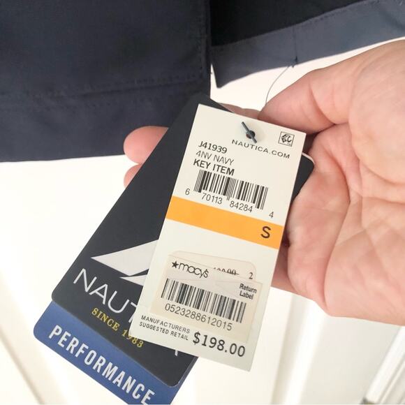 Nautica Men’s Blue Colorblock High Windbreaker Anorak Zip Up Jacket NWT Small - Picture 4 of 13